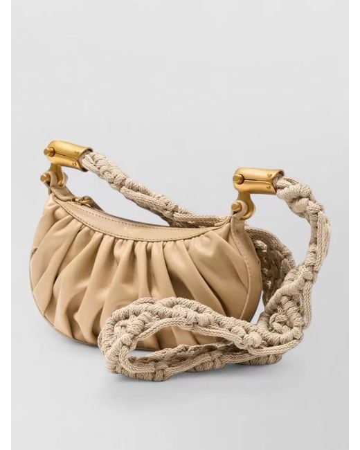Balmain Natural Ebene Mini Leather Shoulder Bag