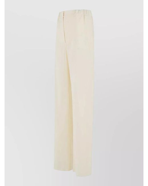 Max Mara White Virgin Wool Wide-Leg Trousers