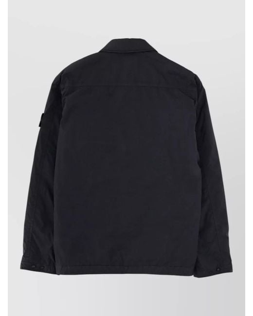 Stone Island Blue Padded Overshirt Jacket Chest Pocket Detail for men