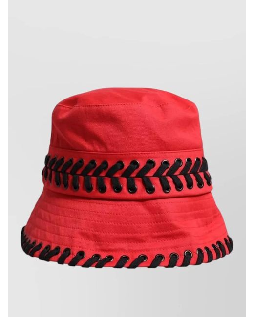 Dolce & Gabbana Red Lace Wide Brim Bucket Hat