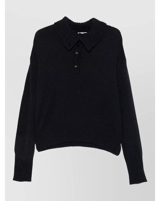 Roberto Collina Black Wool Camel Hair Long-Sleeve Ribbed-Cuff Knit Jumper