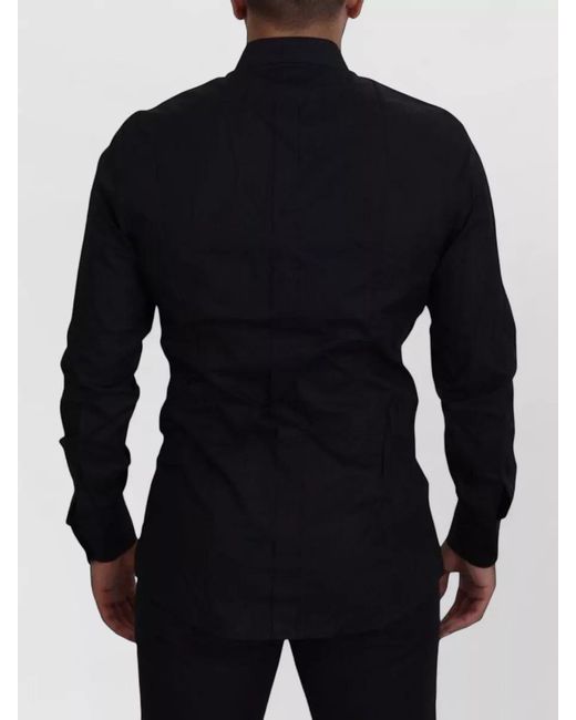Dolce & Gabbana Black Cotton Slim-Fit Dress Shirt for men