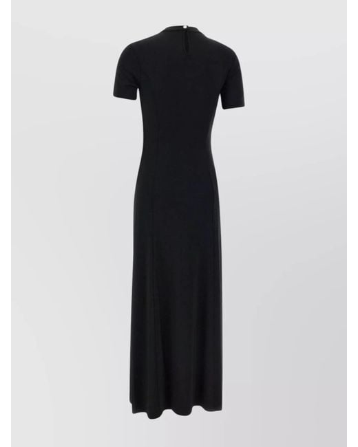 Rabanne Black Jersey Dress With Asymmetrical Cut And Side Slit