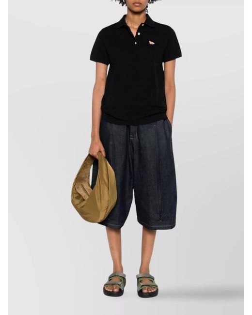 Maison Kitsuné Black Cotton Short-Sleeve Polo Shirt