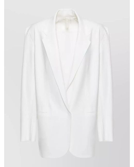 Norma Kamali White Longline Single Breasted Blazer Notch Lapel