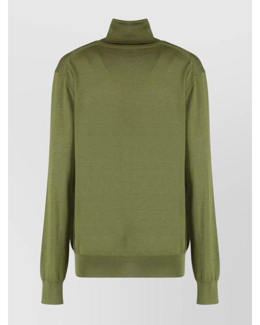 Saint Laurent Green Cashmere Silk Wool Turtleneck Jumper