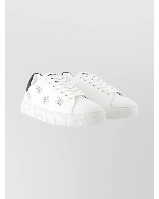 Versace White La Greca Low-Top Sneakers Canvas