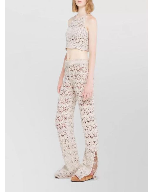 Alanui White Crochet Knit Halterneck Top