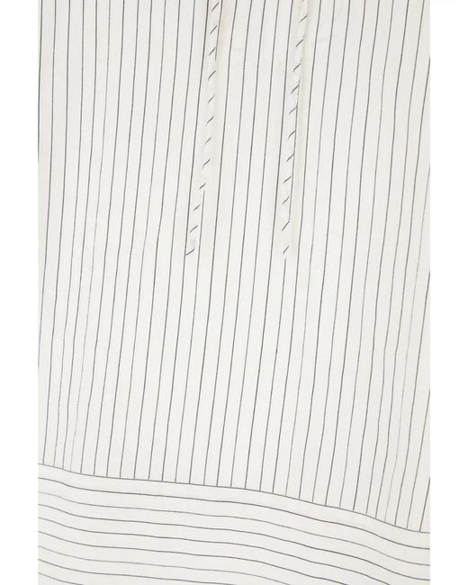 Max Mara White Silk Cotton Striped Blouse