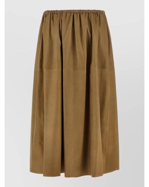 Auralee Natural Leather Pleated Skirt