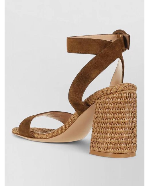 Gianvito Rossi Brown Luana Ankle Strap Suede Woven Sandals