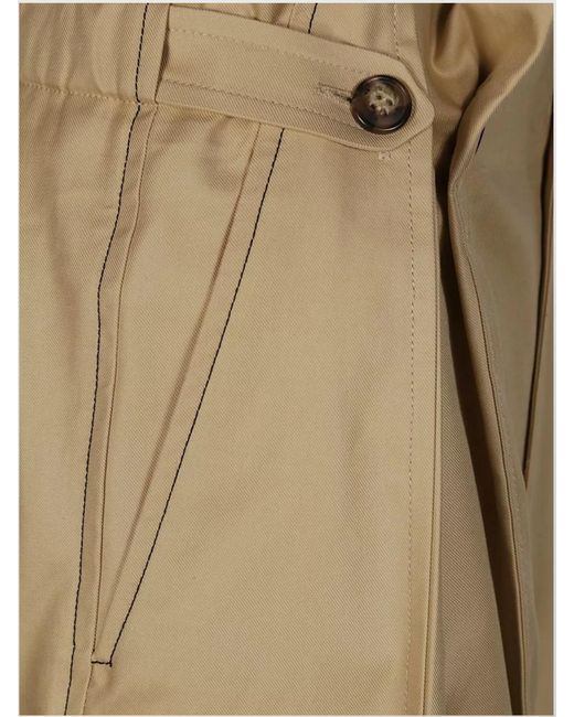 Victoria Beckham Natural Gathered Waist Cotton Trousers