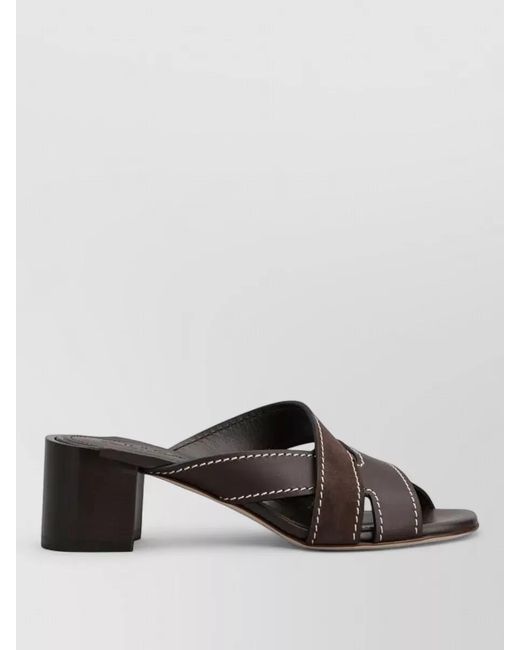 Tod's Gray Leather And Suede Crossover Strap Sandals