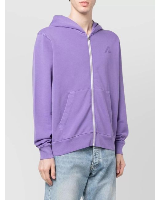 Autry Purple Cotton Logo Hoodie for men