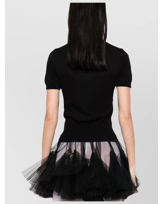 Vivienne Westwood Black Crew Neck Short Sleeves Top With Ribbed Cuffs