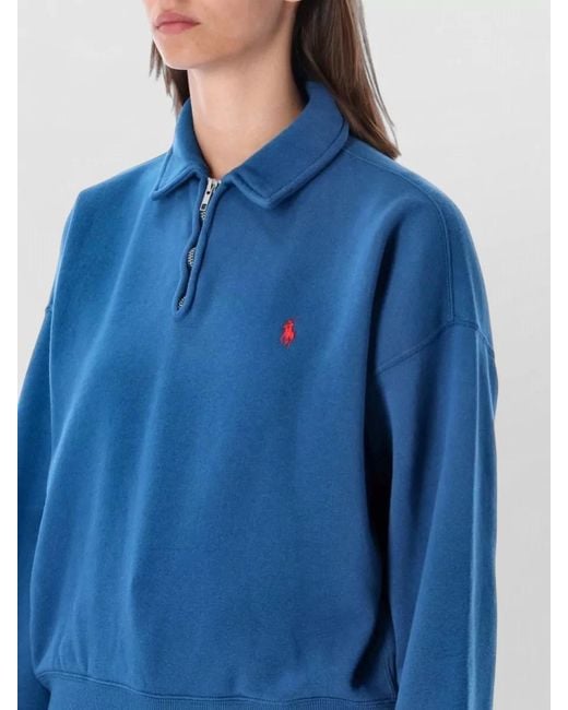 Polo Ralph Lauren Blue Cotton Relaxed-Fit Half-Zip Sweatshirt