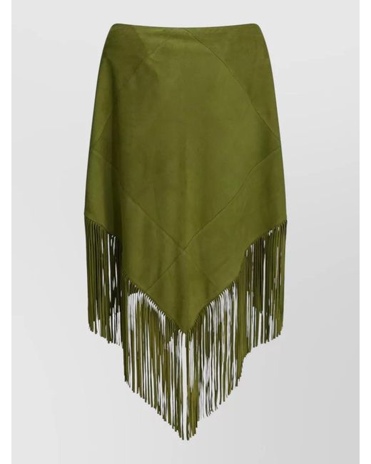 FURLING BY GIANI Green Suede Asymmetric Skirt