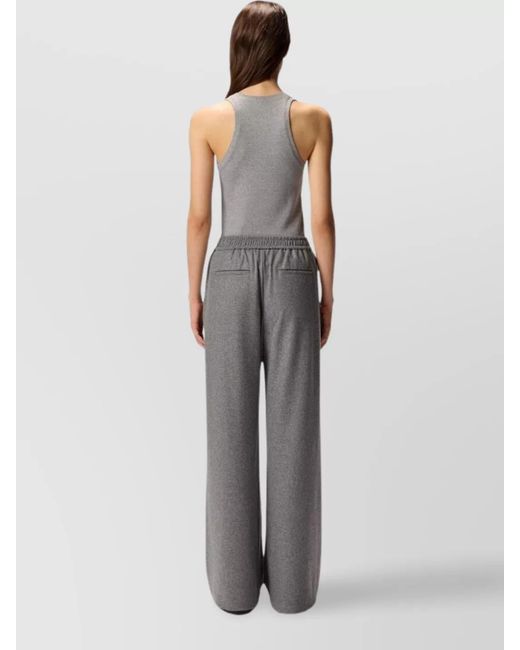 Pinko Gray High-Rise Flannel Wide-Leg Trousers