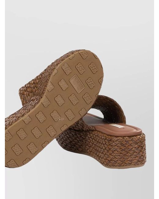 Casadei Brown Platform Sandals Open Toe Woven Texture
