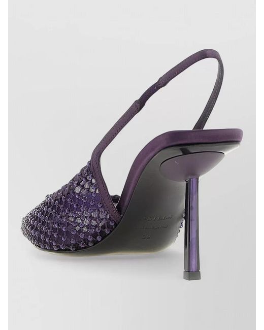 Le Silla Purple Gilda Slingback Mules Embellished Pointed Toe