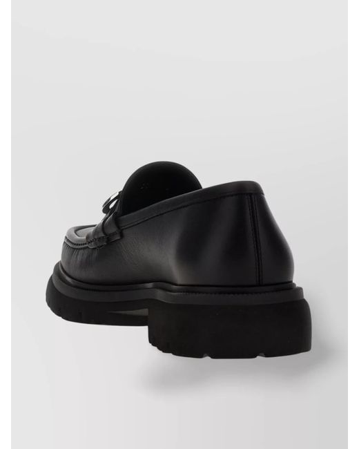 Ferragamo Black Chunky Sole Round Toe Buckle Loafers for men
