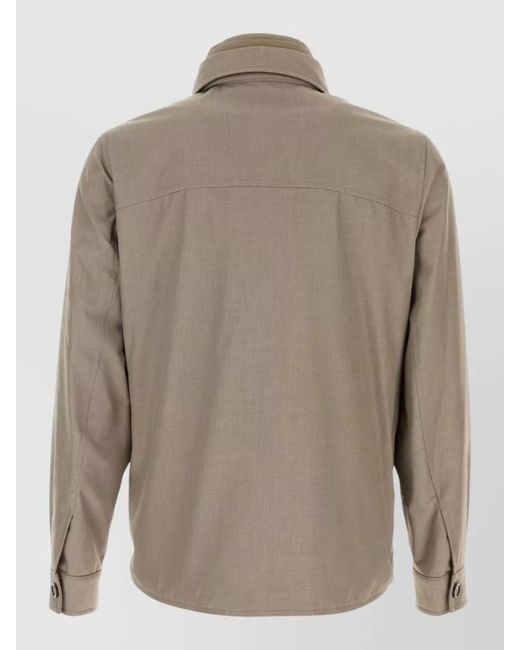 Moorer Natural Dulac Jacquard Jacket Collared Long Sleeves for men