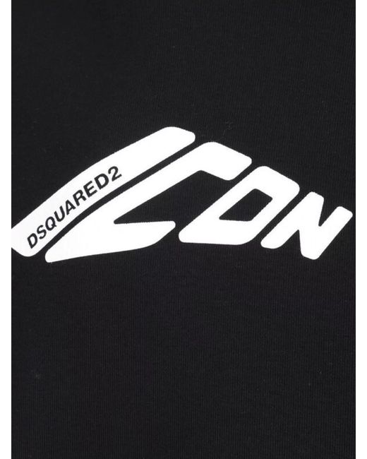 DSquared² Black Logo Print Cotton Blend Hoodie for men