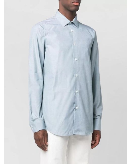 Paul Smith Blue Tailored Fit Shirt Structured Collar Long Sleeves for men