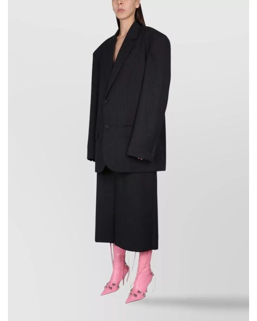 Balenciaga Black Wool Wide-Leg Trousers
