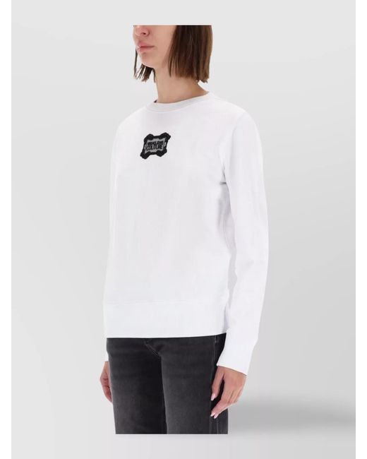 Versace Jeans Couture White Cotton Logo-Print Jumper