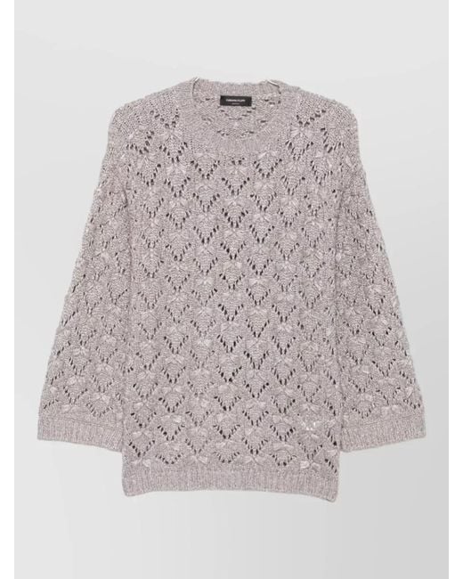 Fabiana Filippi Multicolor Knit Crew Neck Blazer Style Sweater