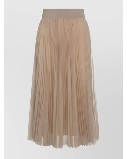 Fabiana Filippi Natural Elastic Waistband Pleated Sheer Overlay Skirts