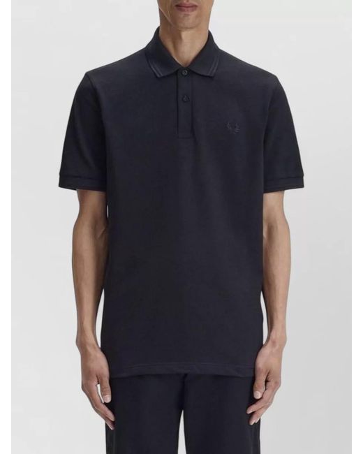Fred Perry Black Cotton Logo Polo Shirt for men