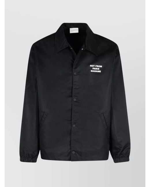 Drole de Monsieur Black Collared Neck Side Pockets Jacket for men