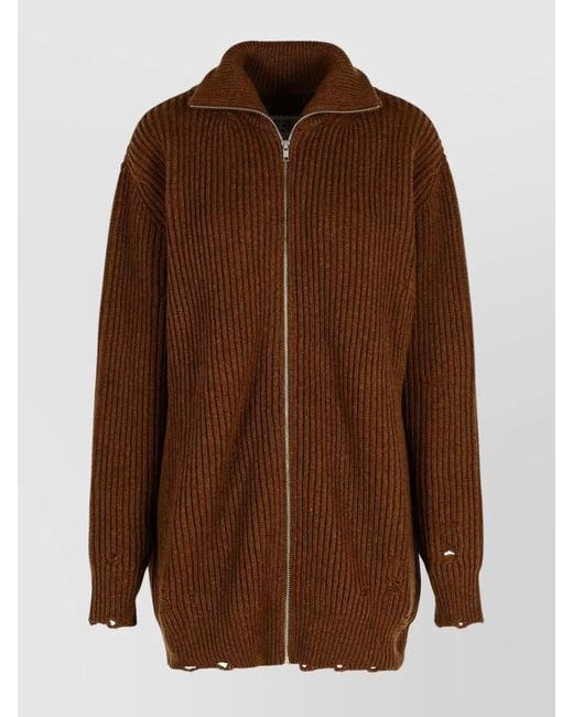 MM6 by Maison Margiela Brown Wool Crewneck Cardigan