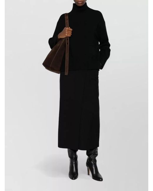DUNST Black High Waist Midi Wrap Skirt Tie Detail