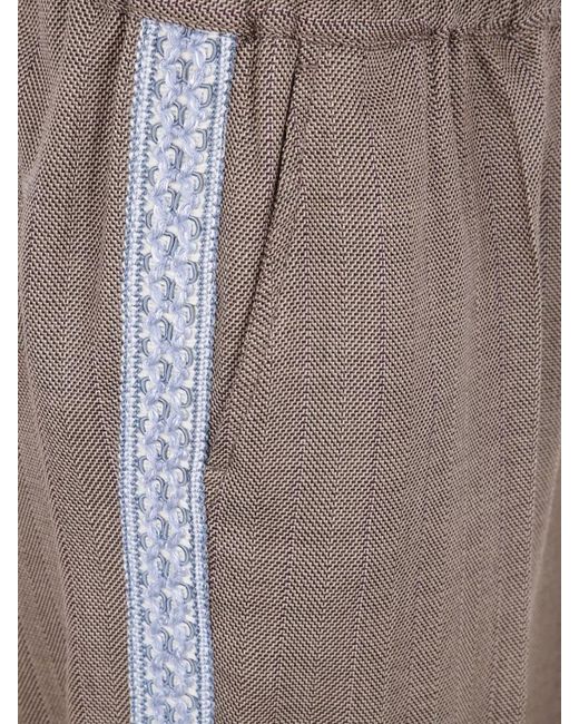 Drole de Monsieur Brown Virgin Wool Wide-Leg Trousers for men