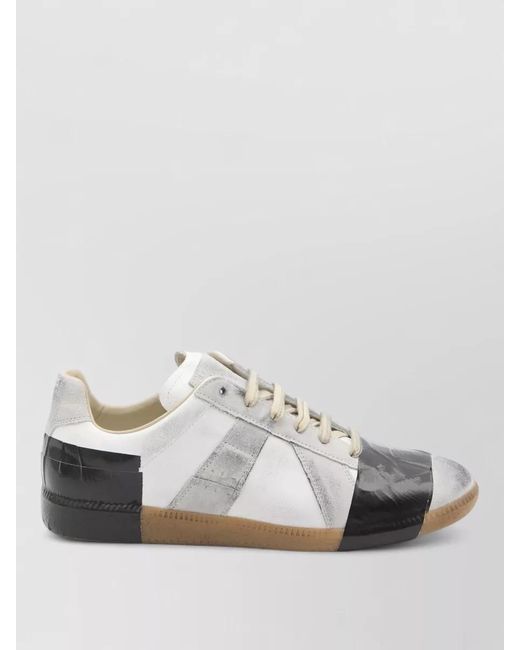 Maison Margiela White Leather Low-Top Sneakers for men