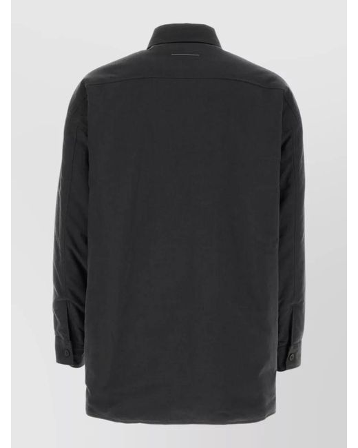 MM6 by Maison Margiela Black Cotton Wool Reversible Shirt Jacket Chest Pockets for men