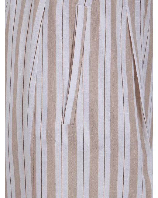 Semicouture White Johnny Linen Trousers Elastic Waist Wide Leg