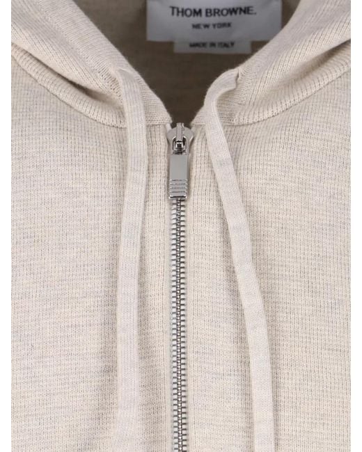 Thom Browne Natural Hooded Jacket Kangaroo Pocket Ribbed Cuffs for men