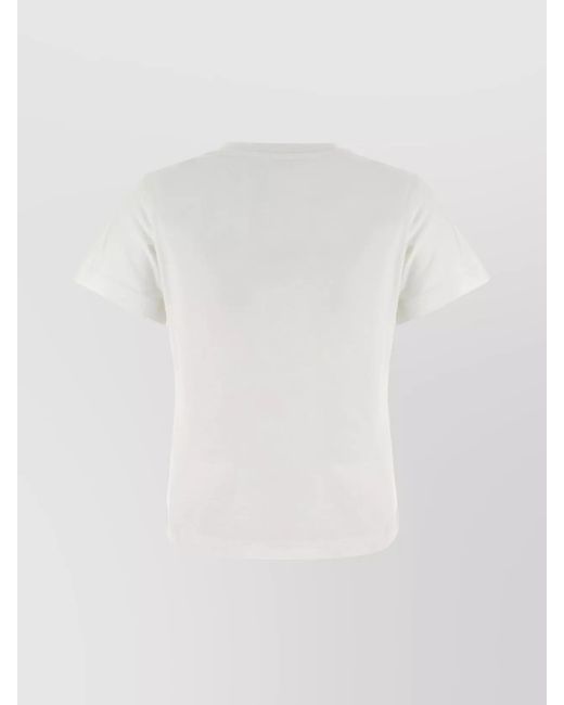 Moncler White Cotton Cropped Logo-Embroidered T-Shirt