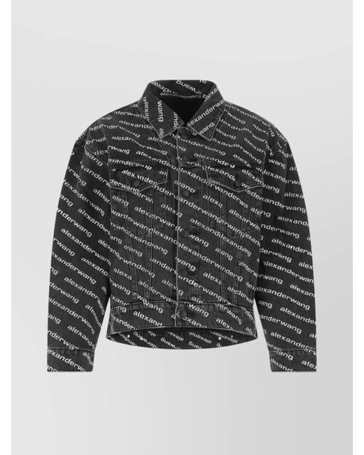 Alexander Wang Gray Denim Jacket With Adjustable Hemline Straps