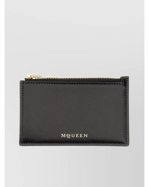 McQueen Gray Leather Zipped Cardholder