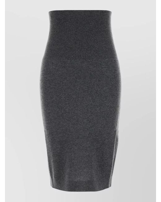 Stella McCartney Gray High Waisted Wool Midi Slim Skirt