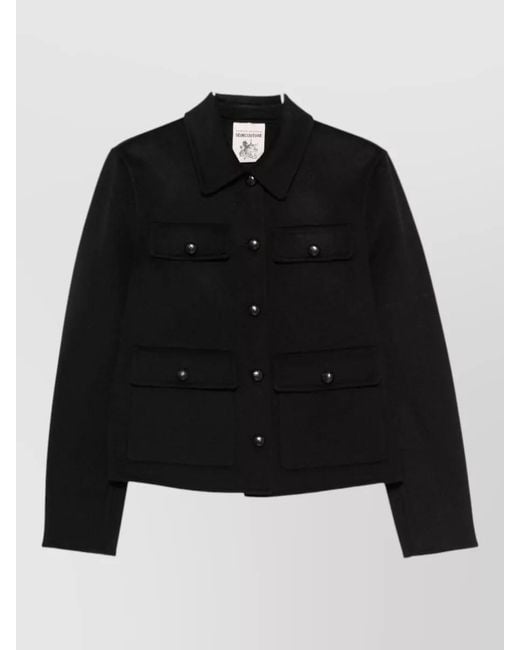 Semicouture Black Alisa Wool Jacket Long Sleeves Pockets