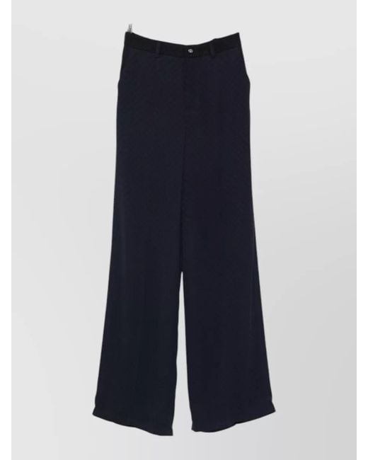 Gucci Blue Silk Wide-Leg Trousers