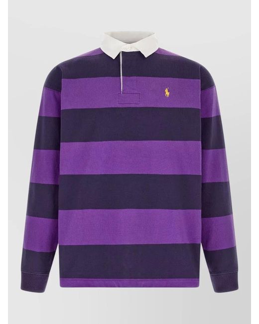 Polo Ralph Lauren Purple Striped Long-Sleeve Rugby Polo Shirt for men
