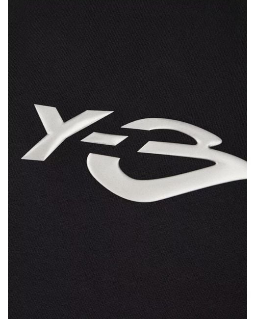 Y-3 Black Cotton Hooded Sweatshirt Kangaroo Pocket Design for men