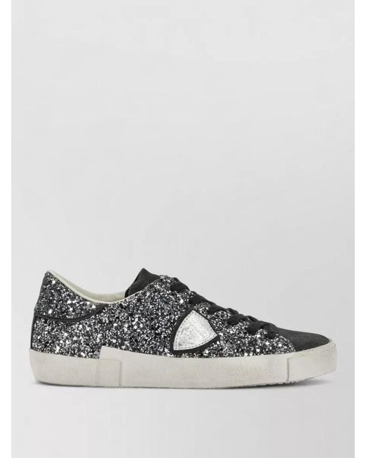 Philippe Model Gray Calf Leather Low-Top Sneakers